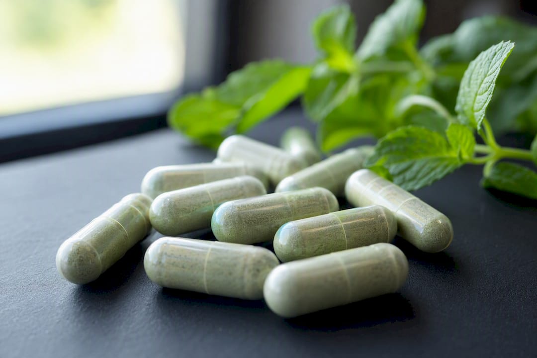 Magnesium glycinate capsules close-up