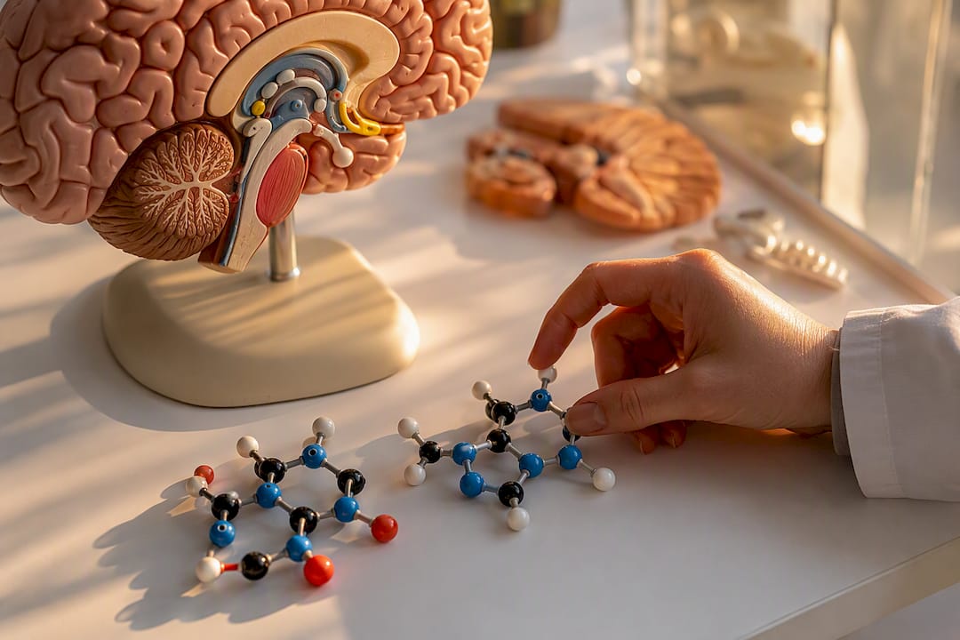Brain model with adenosine receptor molecular kits