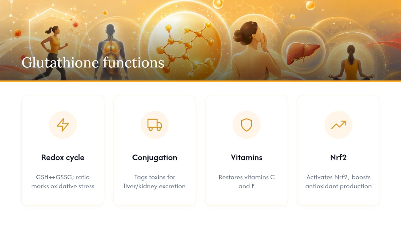 Glutathione cellular functions and pathways