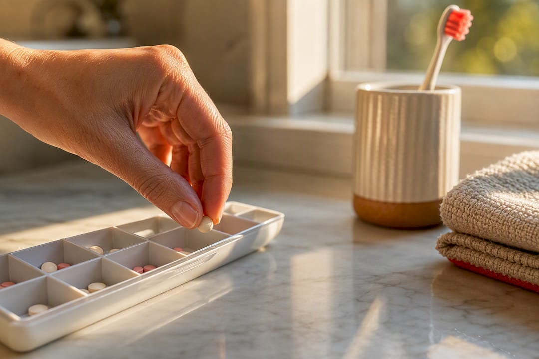 Hand organizing tablets for weekly routine