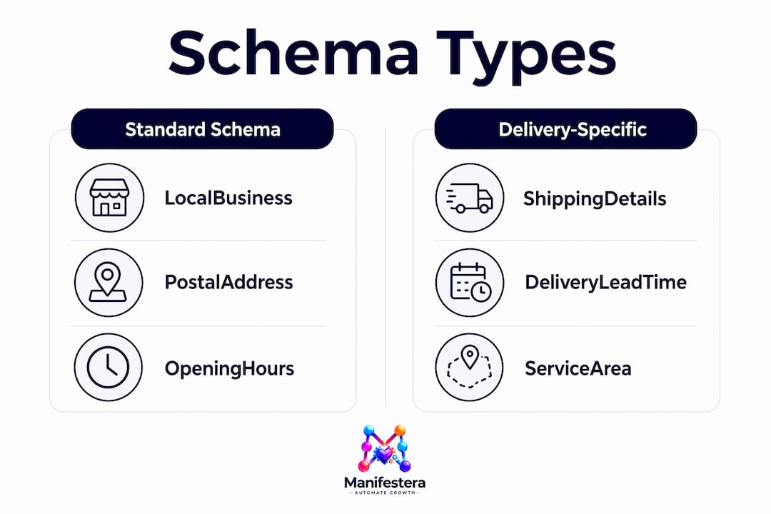 Infographic comparing schema types for delivery SEO