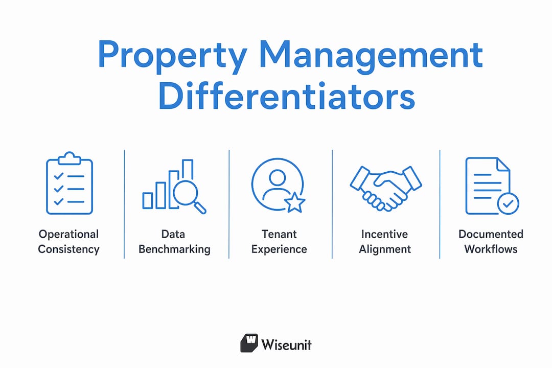 Infographic illustrating key property management differentiators