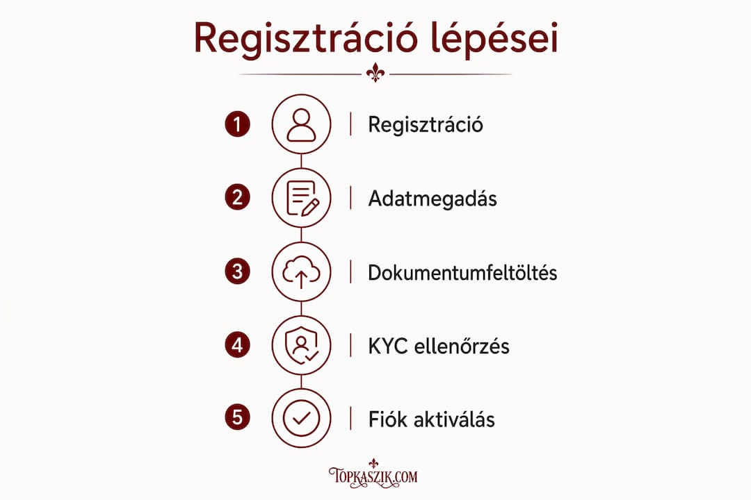 Regisztrációs folyamat lépései – infografika magyar nyelven