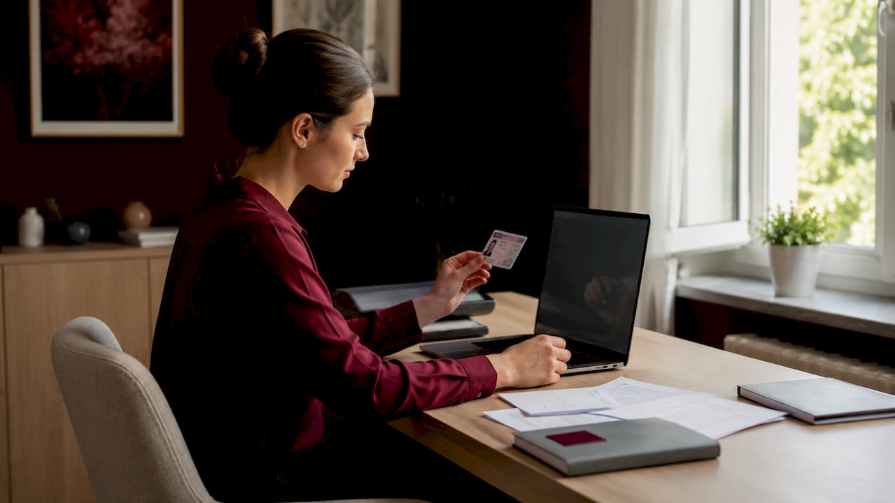 Valaki éppen feltölti a személyi igazolványát a laptopján keresztül.