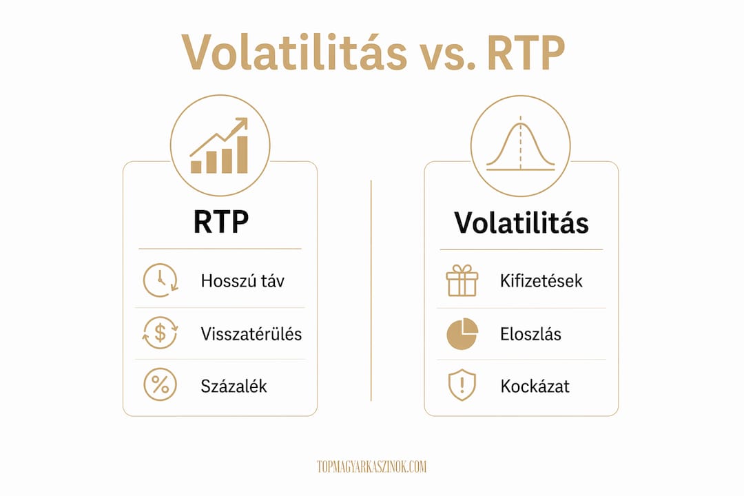 Infografika: kaszinójátékok volatilitásának és visszafizetési arányának összehasonlítása