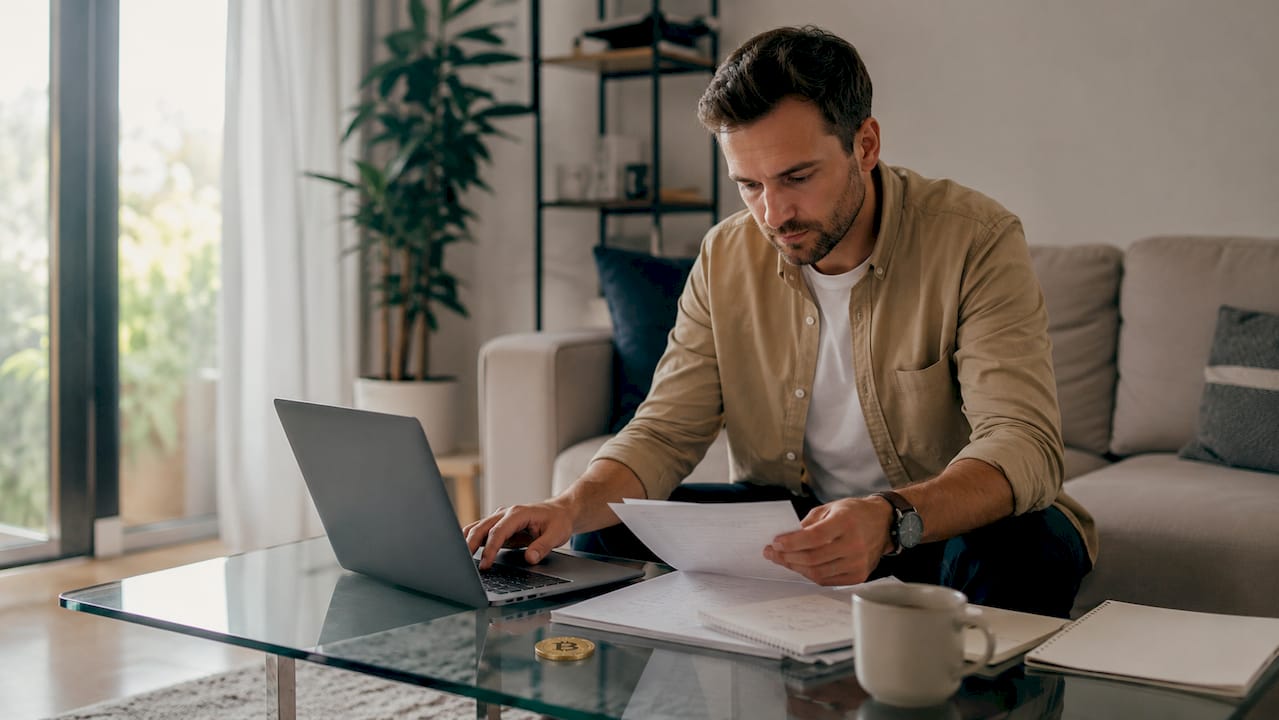 Egy férfi otthon úgy dönt, hogy napi befizetési limitet állít be az online játékhoz.