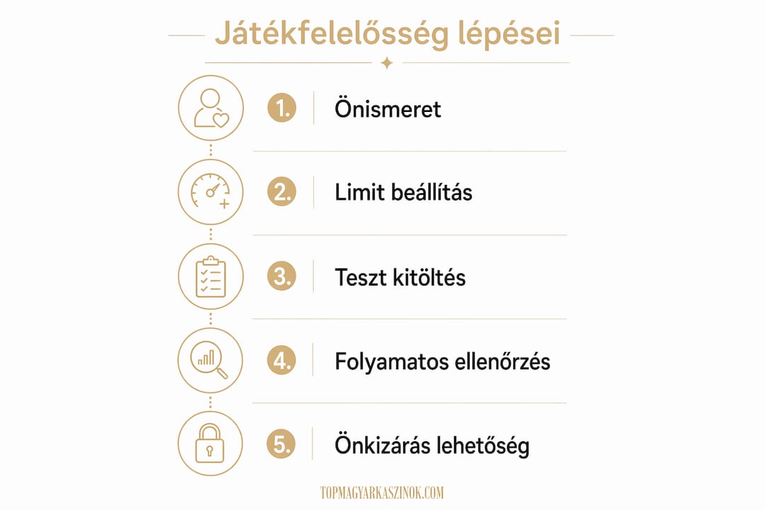 Játékfelelősség: lépésről lépésre – magyar nyelvű infografika