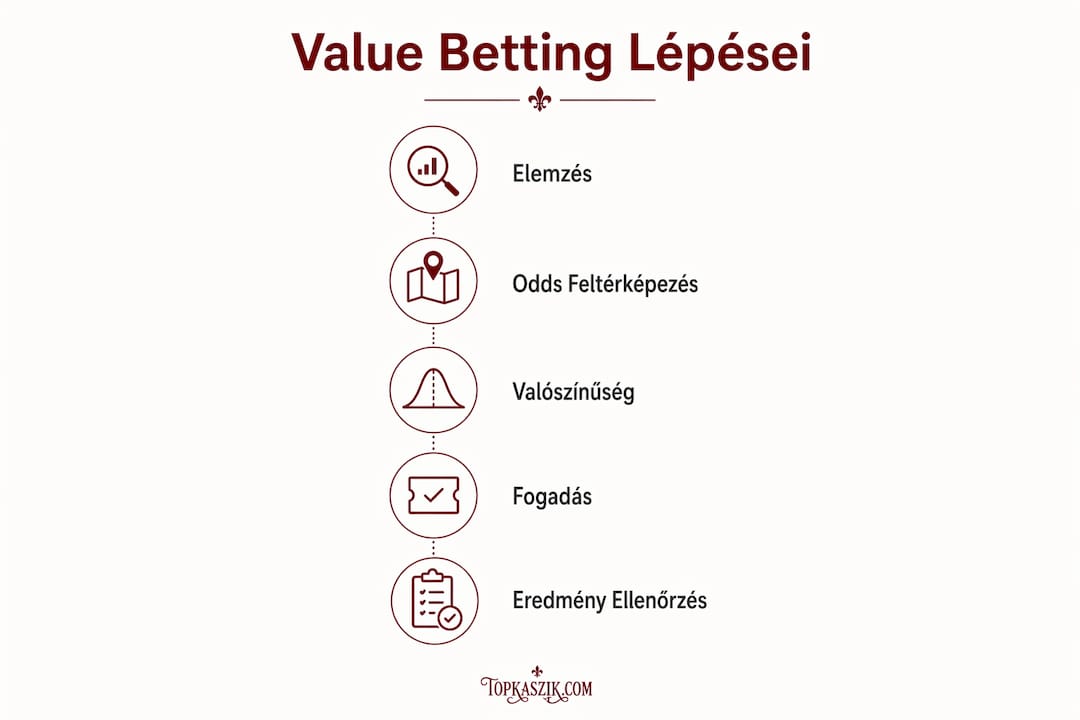 Infografika: hogyan zajlik lépésről lépésre a value betting folyamata
