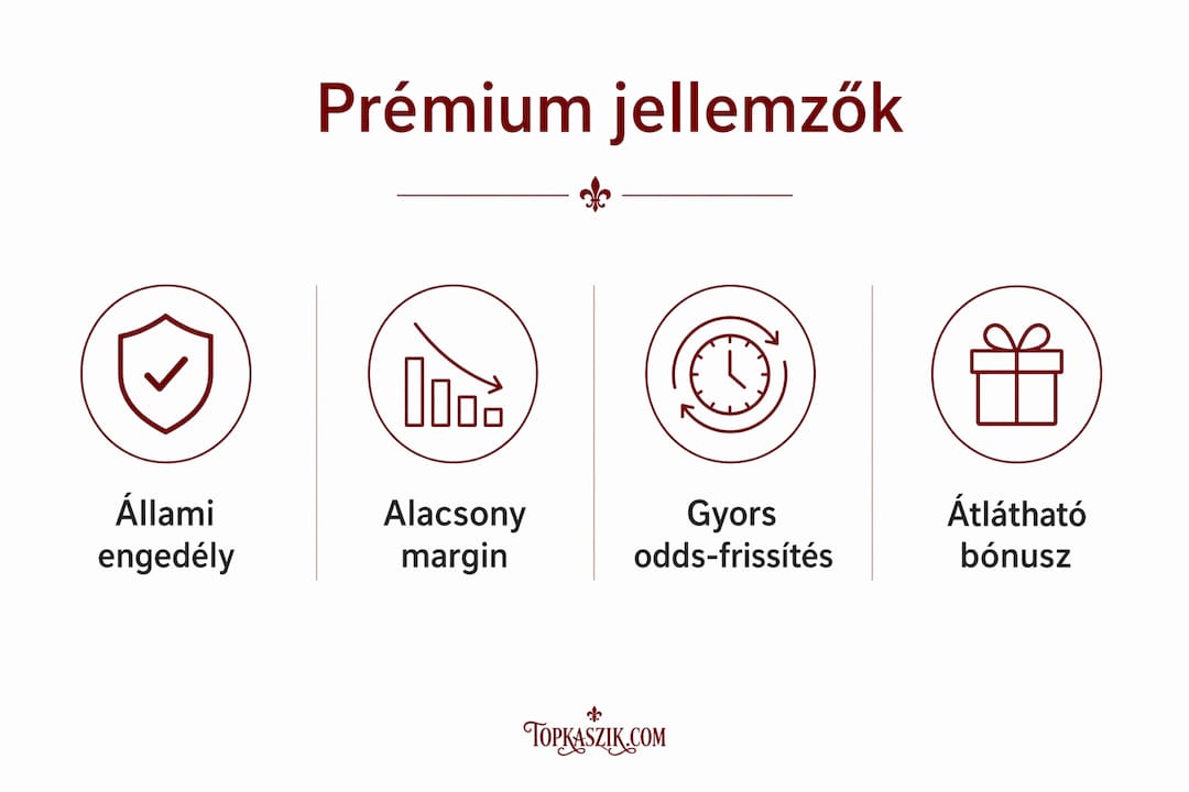Összefoglaló infografika a legjobb sportfogadó oldalak legfontosabb tulajdonságairól.