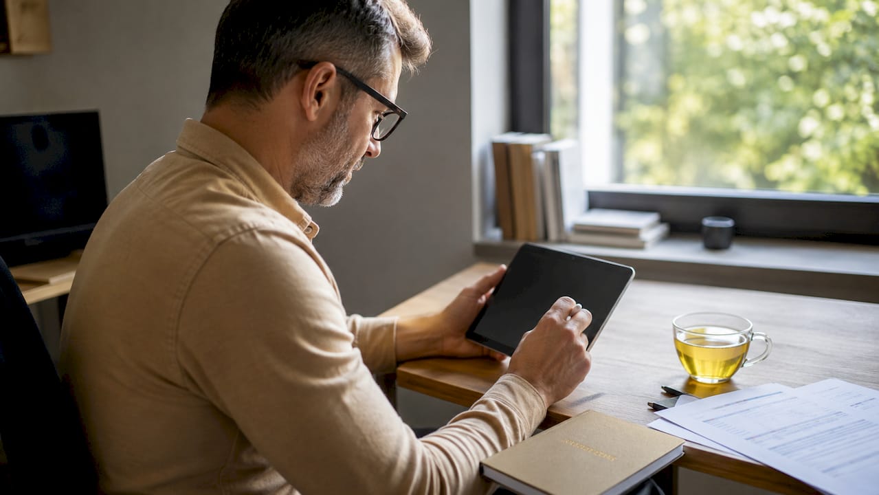 Egy férfi online kaszinóba fizet be a laptopján keresztül.