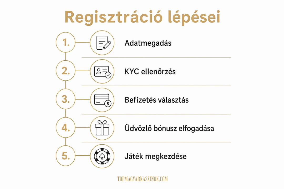Így zajlik a regisztráció egy online kaszinóban – infografika lépésről lépésre