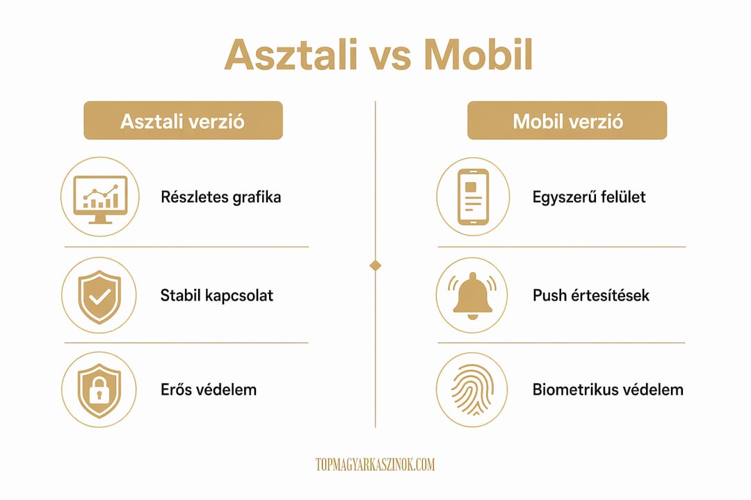 Áttekintő infografika: asztali és mobil kaszinók előnyei és hátrányai egy helyen