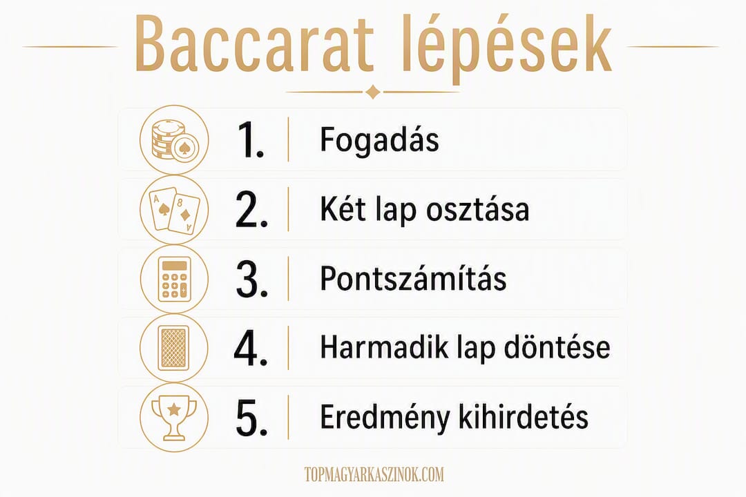 Baccarat: lépésről lépésre – infografika a játék menetéhez