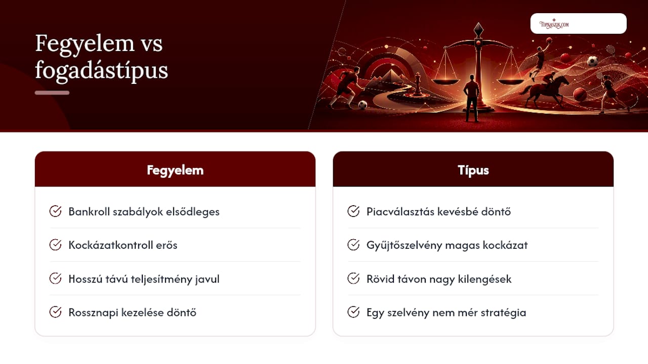 Grafikon a bankroll-kezelés és a fogadástípus fontosságának összehasonlítására