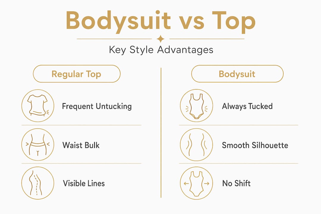 Infographic comparing bodysuit versus regular top