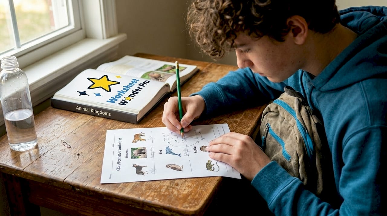Student labeling worksheet with animal categories