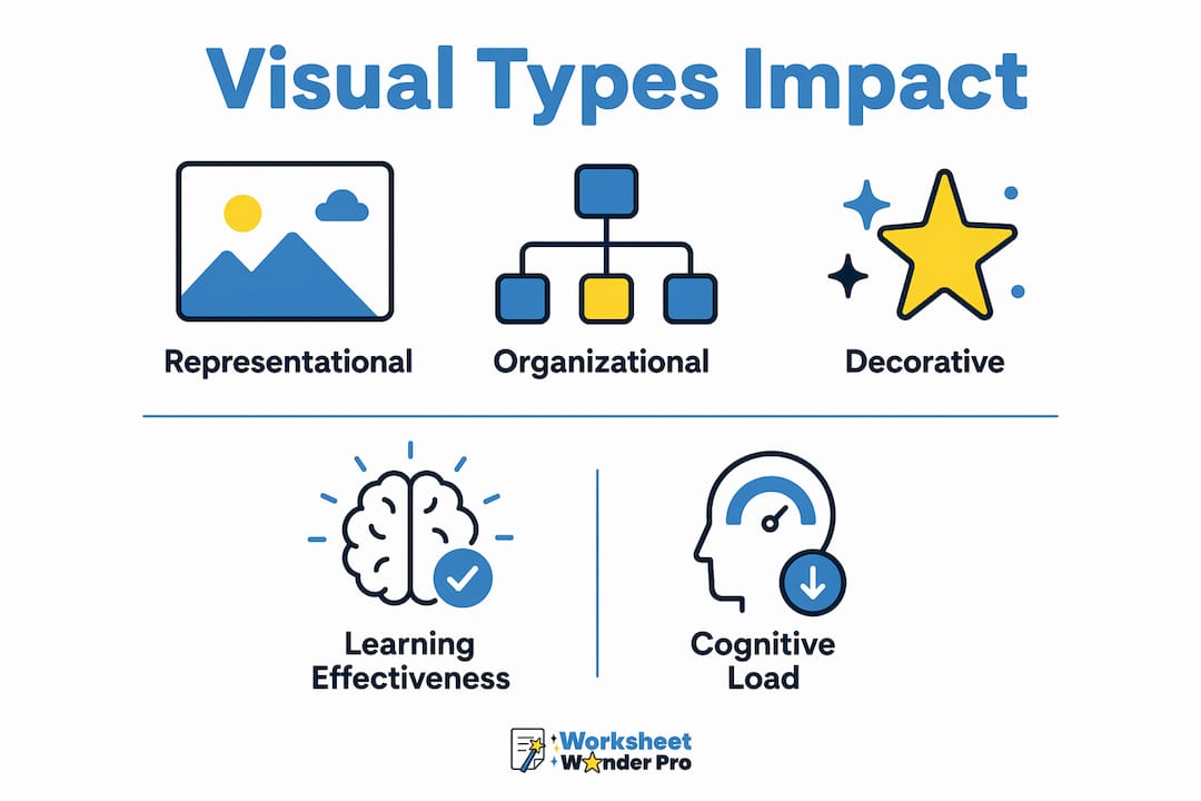 Infographic illustrating types of visuals and learning impact