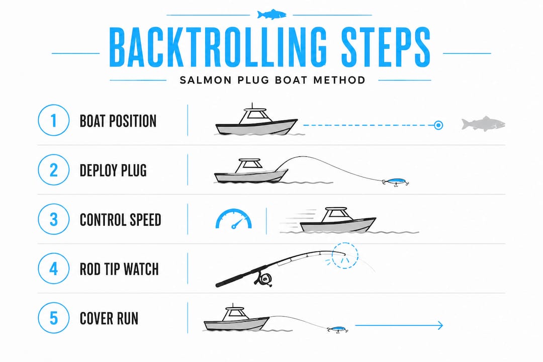 Infographic showing plug backtrolling process steps