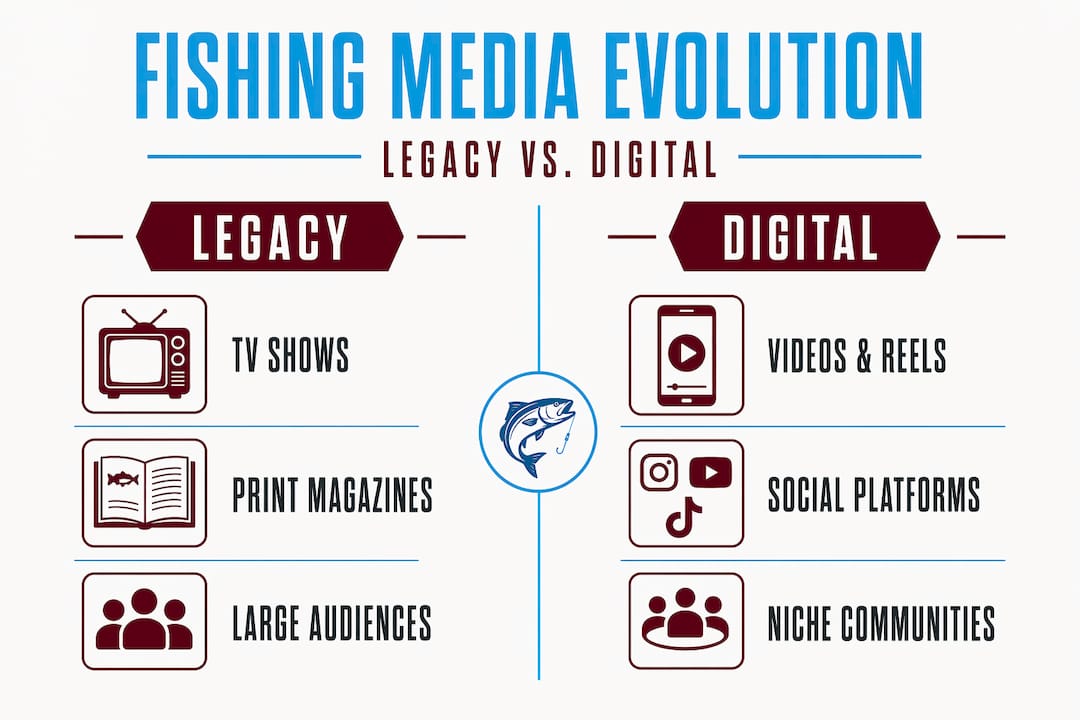 Infographic comparing legacy and digital fishing media