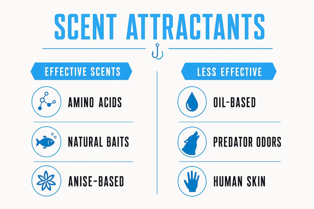 Infographic comparing effective and less effective scent attractants