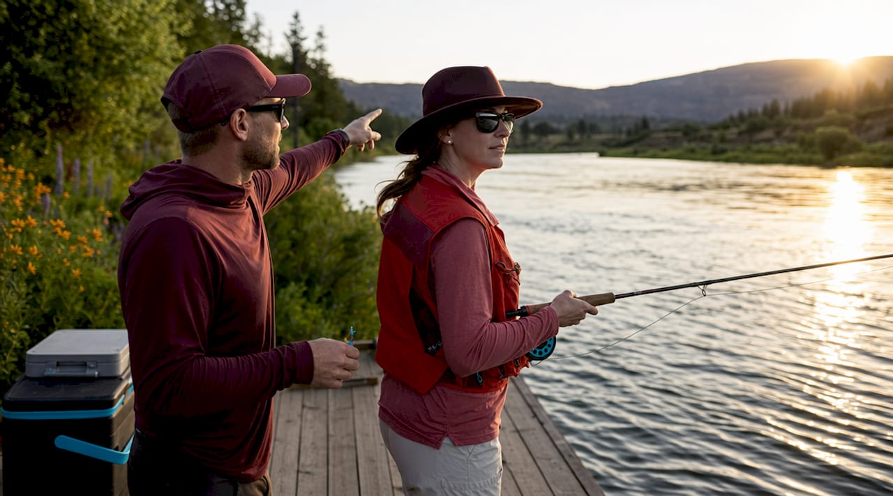 Fishing guide with angler on Columbia River boat