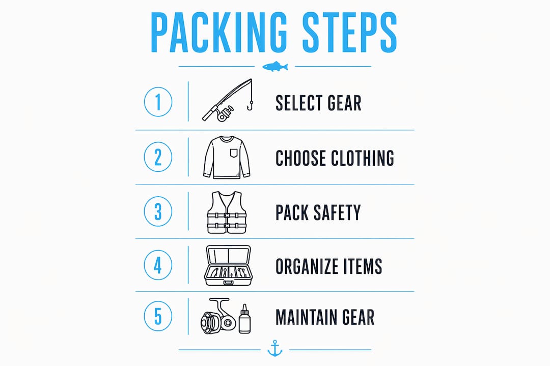 Infographic of fishing trip packing steps