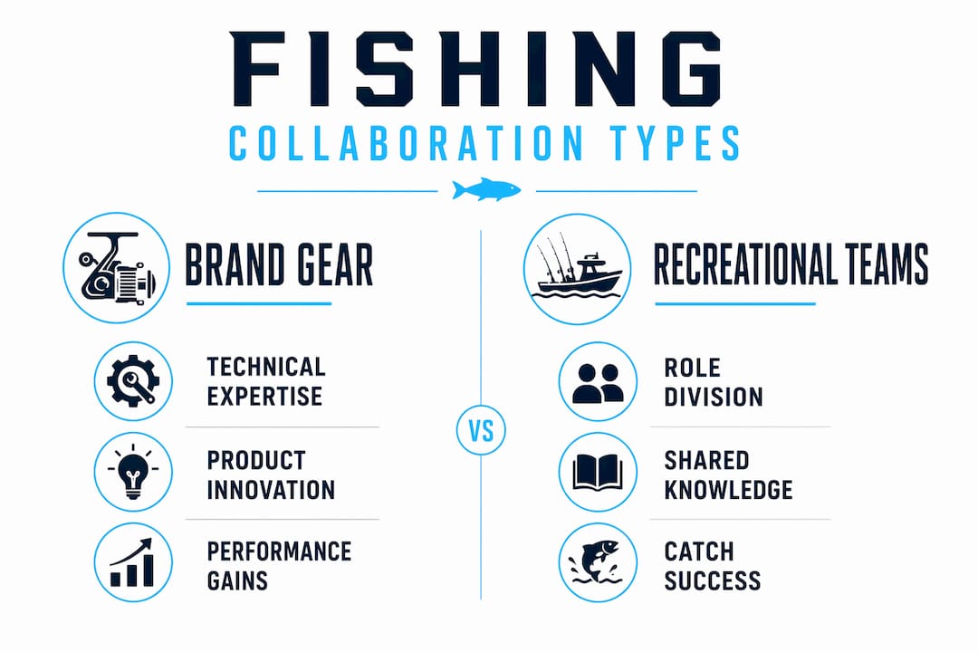 Infographic comparing brand gear and recreational fishing collaborations