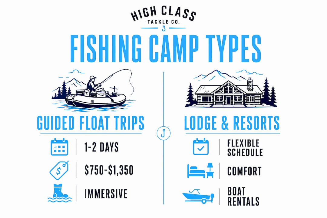 Infographic comparing guided float and lodge fishing camps