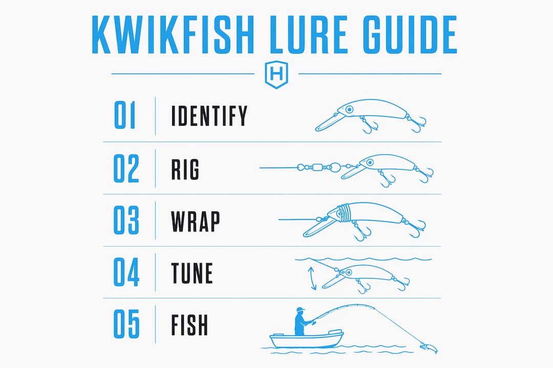 Infographic summarizing Kwikfish lure guide steps