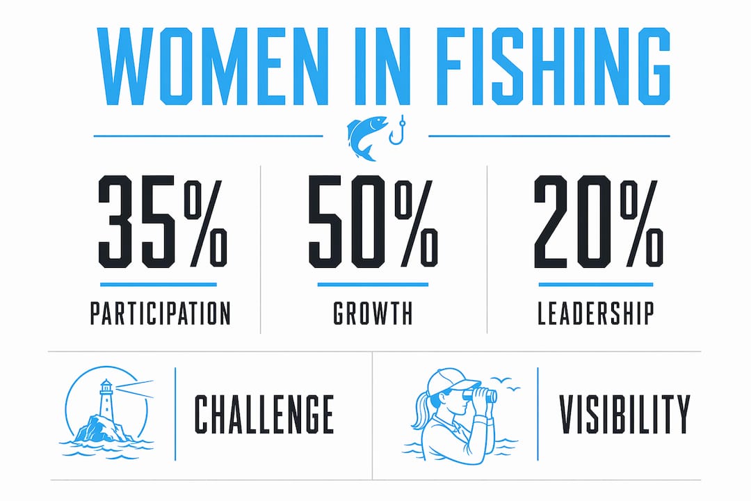 Infographic with statistics on women in fishing