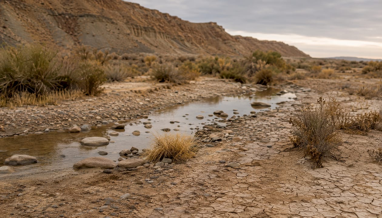 Dry riverbed due to drought conditions
