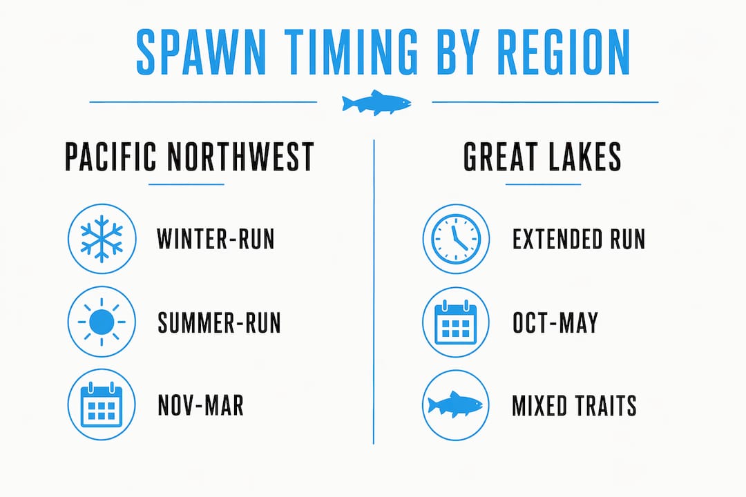 Infographic comparing spawn timing in regions