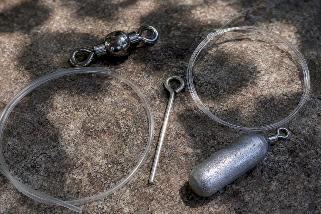 Close-up of rigging hardware components