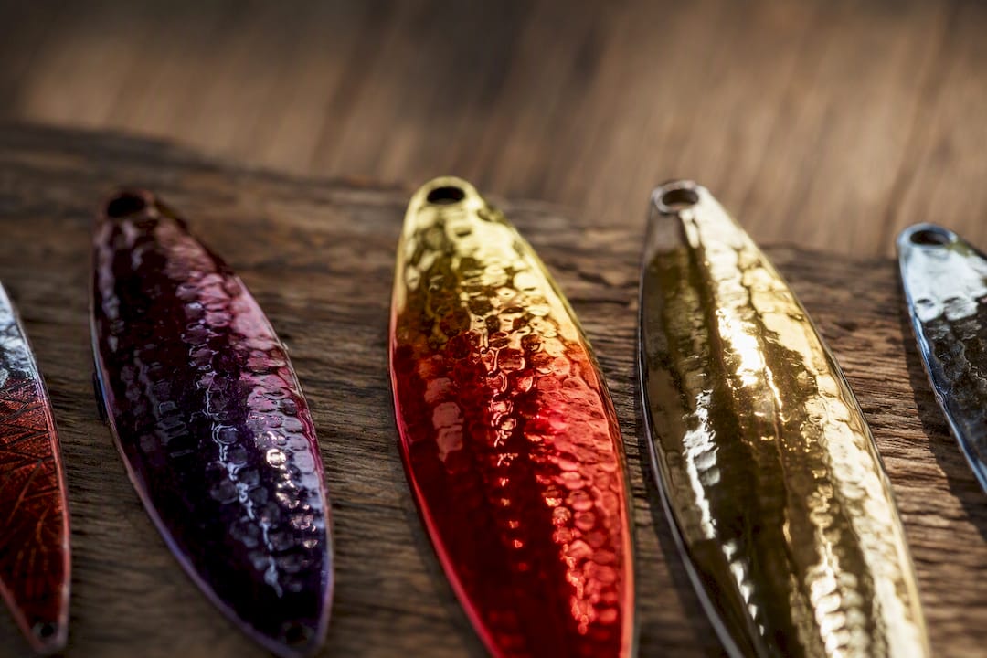 Close-up of spinner blades with clearcoat finishes