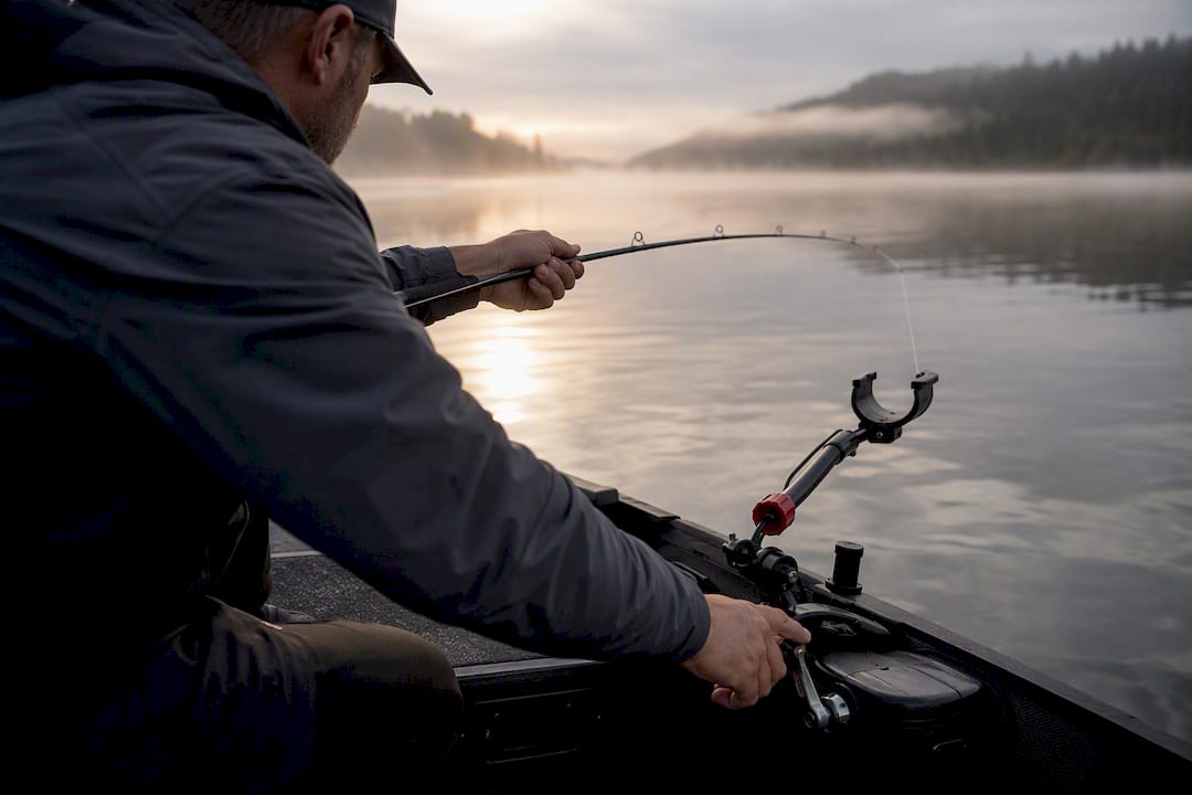Angler tuning trolling speed and rod tip pulse