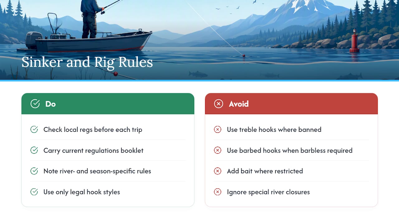 Sinker Weight Rules and Rig Restrictions in Washington and Oregon Waters — overview diagram