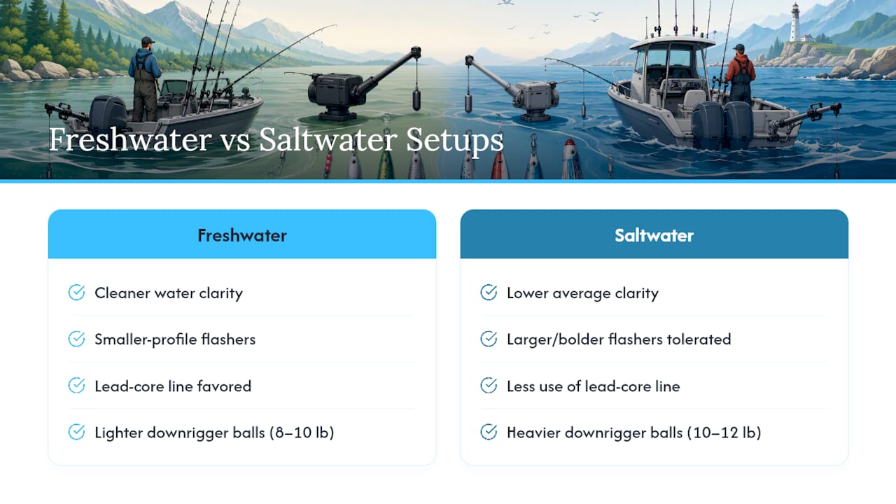 How Does Freshwater Salmon Trolling Differ From Ocean Setups? — overview diagram