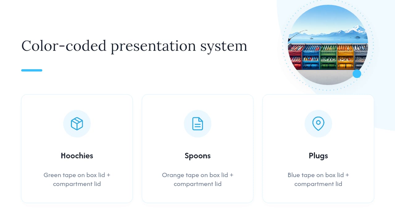 Color-coded salmon tackle organization system
