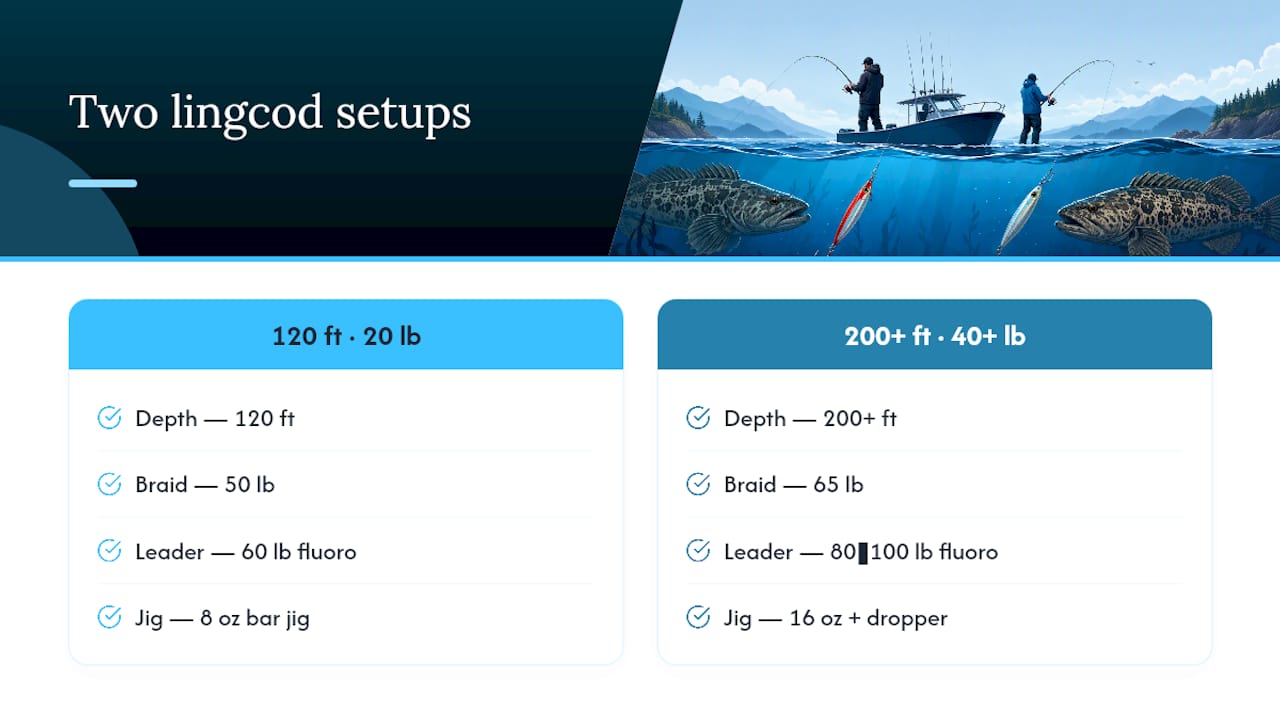 Comparison of two lingcod jigging setups