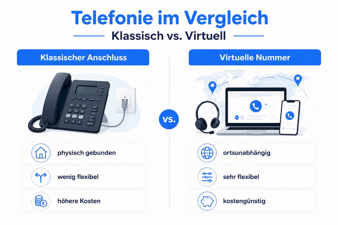 Infografik: Gegenüberstellung von klassischem und virtuellem Anschluss