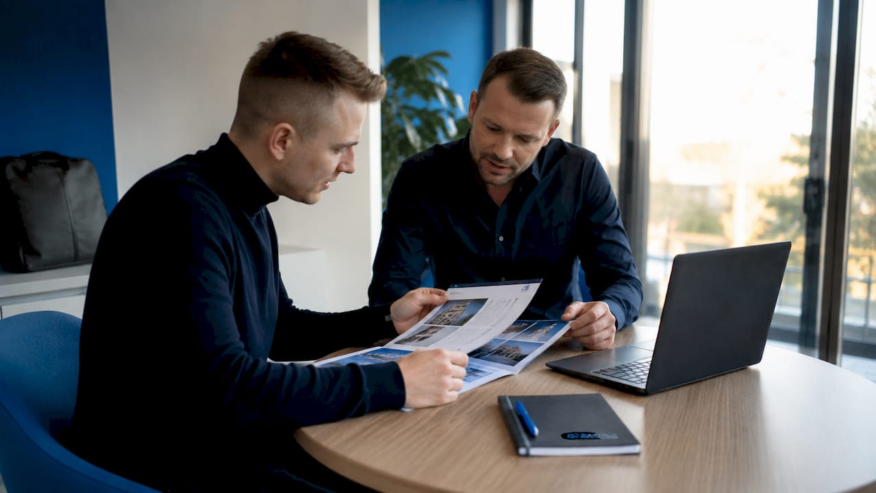 Geschäftspartner prüfen verschiedene Anbieter und vergleichen deren Angebote miteinander.