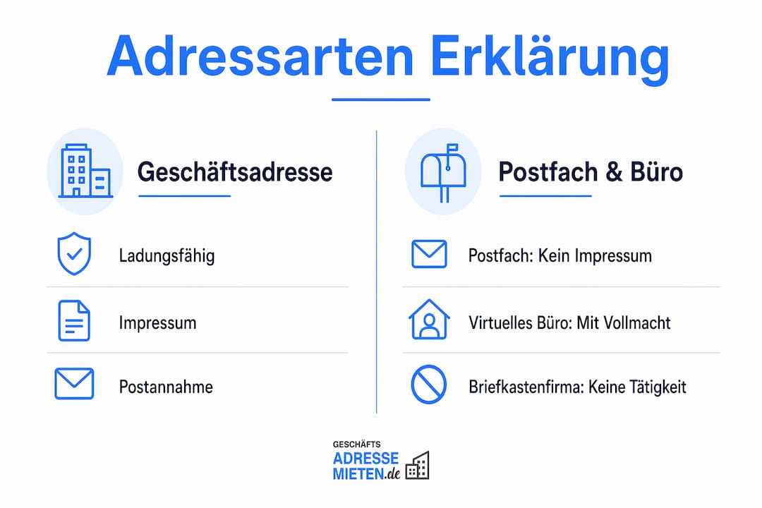 Übersicht: Verschiedene Adressarten und ihre rechtliche Relevanz