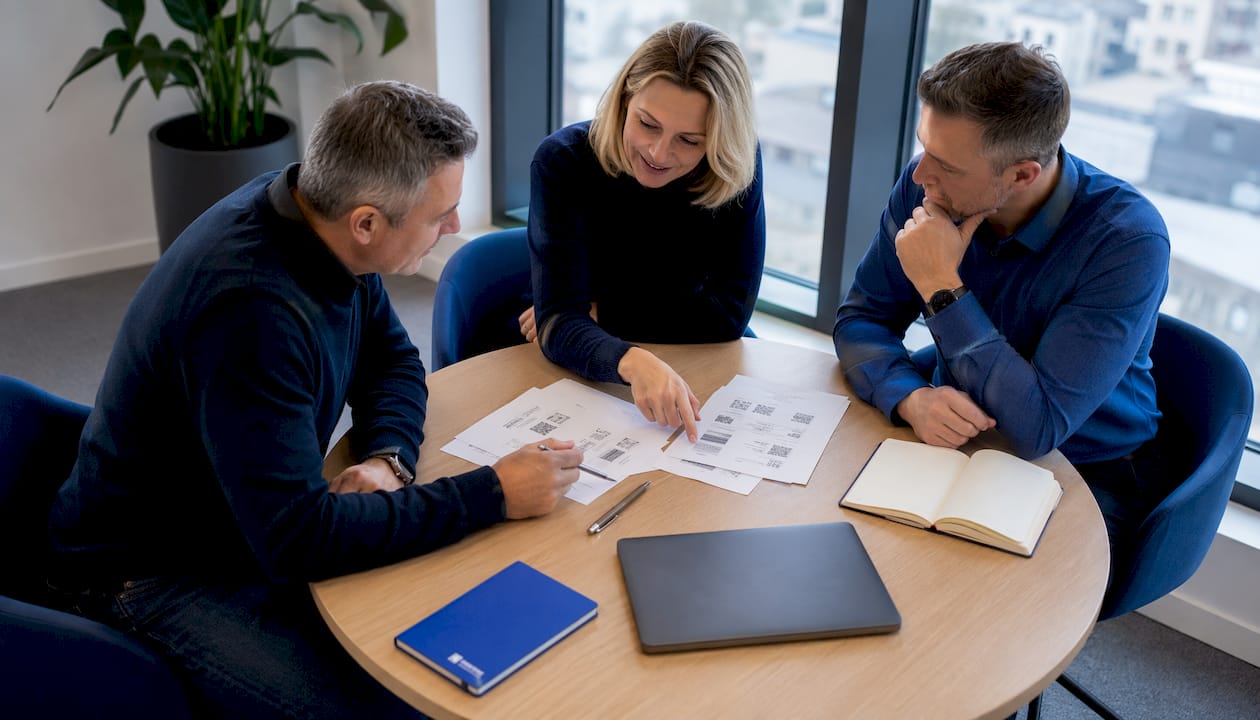 Das Team stimmt sich zu Liefer- und Geschäftsadressen ab.