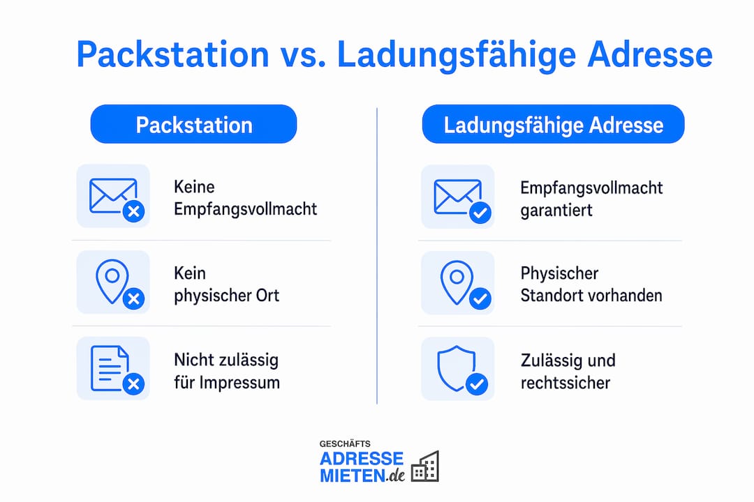 Infografik: Gegenüberstellung Packstation vs. zustellfähige Adresse