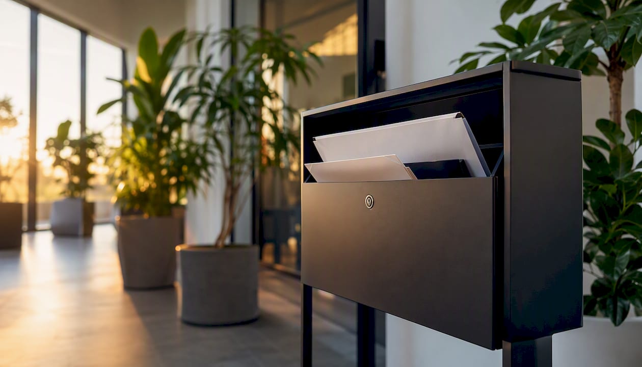 Briefkasten mit eingeworfener Post