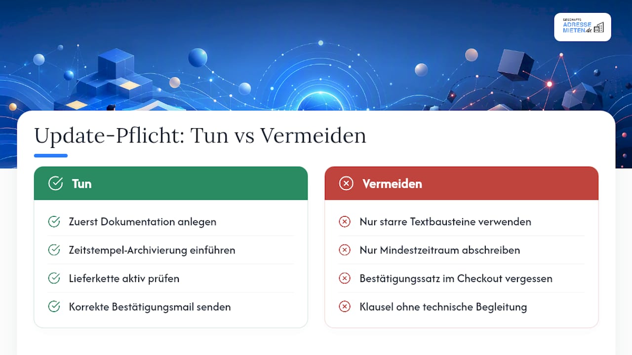 Warum die meisten AGB‑Vorlagen an der Update‑Pflicht scheitern — overview diagram