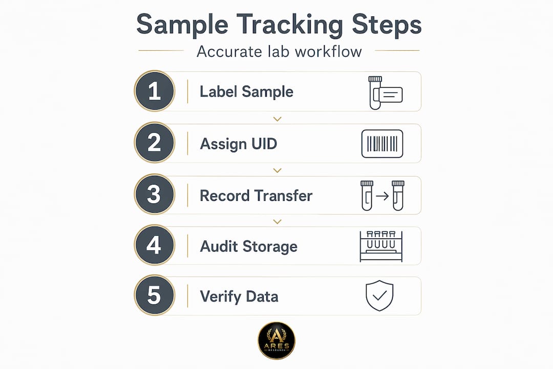 Infographic showing lab sample tracking stages