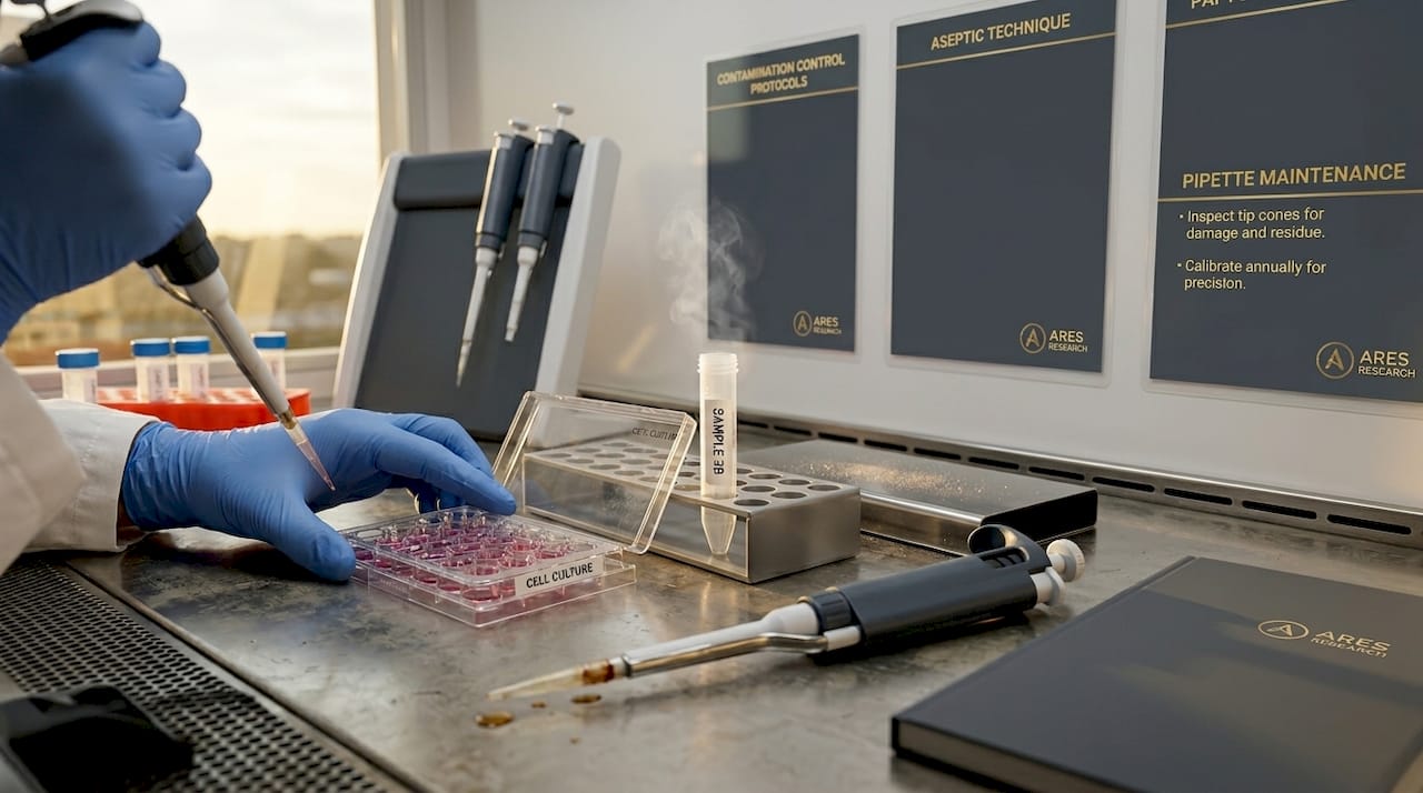 Close-up of contamination vectors on lab bench