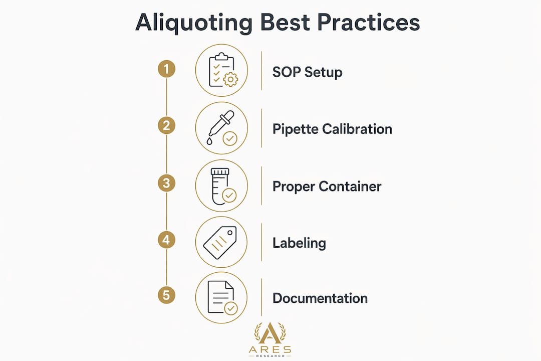 Infographic illustrating key aliquoting best practice steps