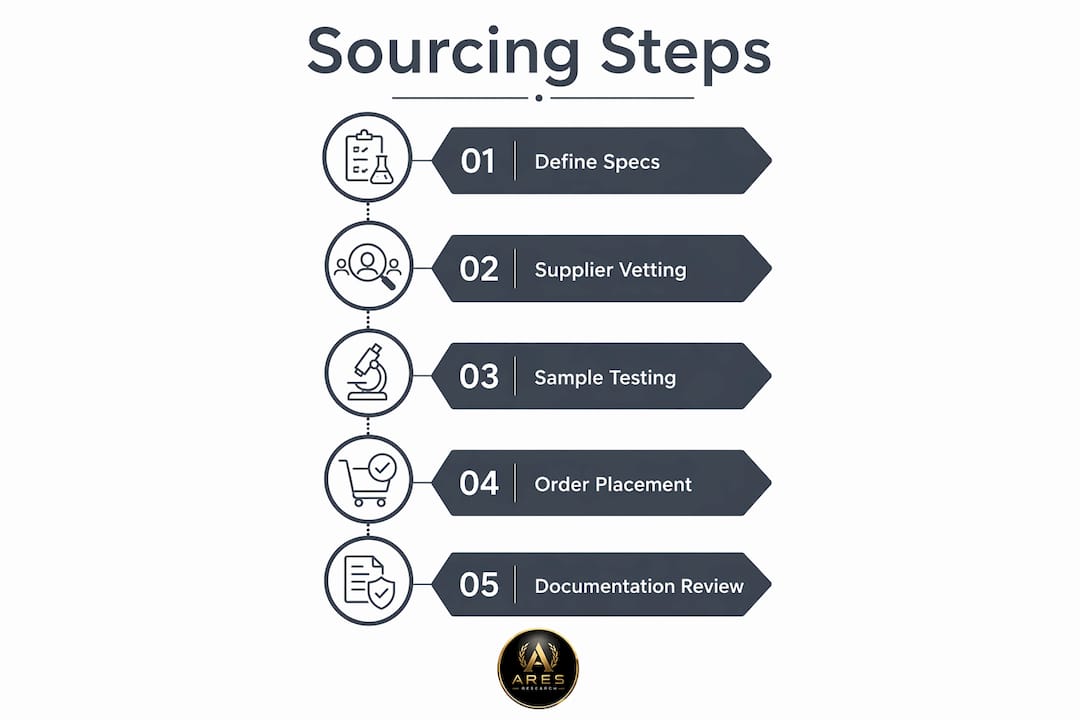 Infographic illustrating step-by-step sourcing process